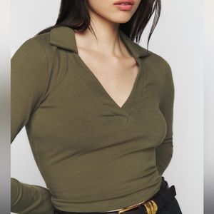 Reformation Nicoya Knit Top Dark Green